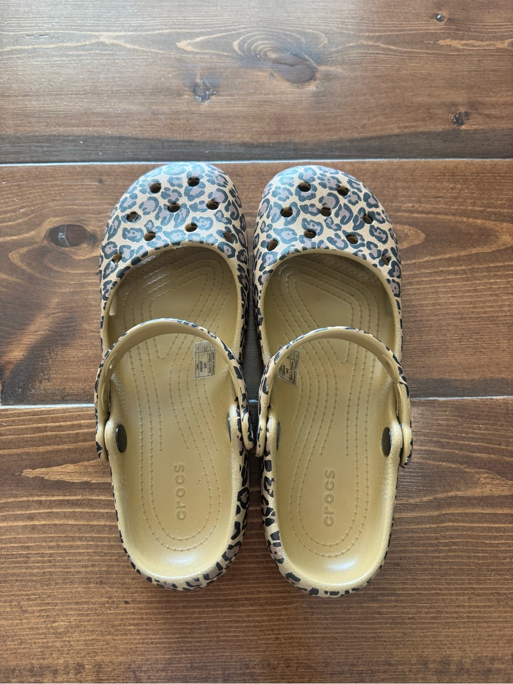 Crocs Leopard Print Clogs in Tan